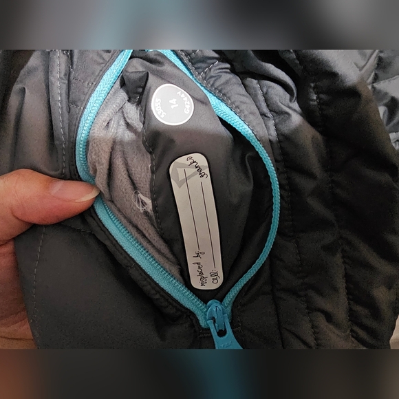 Ivivva By Lululemon - Kids Quilted Hooded Jacket - Gray and Teal Sz. 14 - Picture 5 of 6